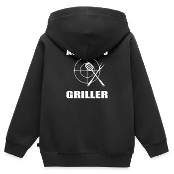 bbq - Kinder Premium Organic Zip Hoodie - Schwarz - Hinten - AI Model Kid Male (0cm)