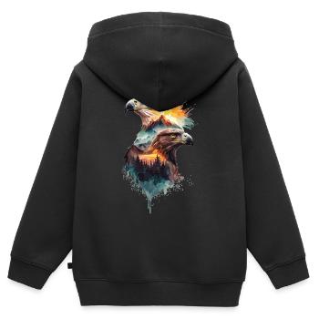 La liberté du ciel : les aigles et le paysage de montagne - Sweat Premium à capuche zippé enfant bio - noir - Dos - AI Model Kid Male (0cm)