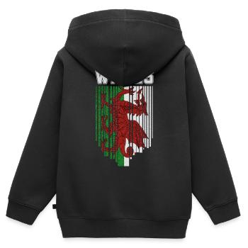 Flagge von Wales, walisischer Stolz - Kinder Premium Organic Zip Hoodie - Schwarz - Hinten - AI Model Kid Male (0cm)