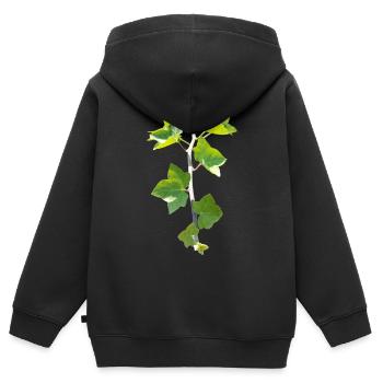Efeu – Immergrüne Verbundenheit - Kinder Premium Organic Zip Hoodie - Schwarz - Hinten - AI Model Kid Male (0cm)