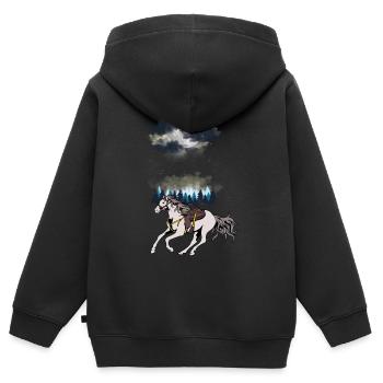 Wilder Westen Westernpferd Pferde Pferd Gaul Natur - Kinder Premium Organic Zip Hoodie - Schwarz - Hinten - AI Model Kid Male (0cm)