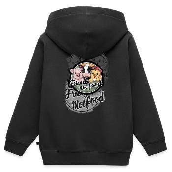Freunde kein Futter nicht fressen - Kinder Premium Organic Zip Hoodie - Schwarz - Hinten - AI Model Kid Male (0cm)