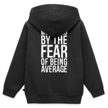 motivé par la peur d’être moyen - Sweat Premium à capuche zippé enfant bio - noir - Dos - AI Model Kid Male (0cm)