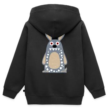 Lapin fou - Sweat Premium à capuche zippé enfant bio - noir - Dos - AI Model Kid Male (0cm)