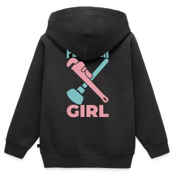 Klempner Mädel - Kinder Premium Organic Zip Hoodie - Schwarz - Hinten - AI Model Kid Male (0cm)