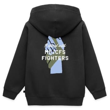 ME/SFC Je me tiens avec les combattants de l’EM/SFC blanc - Sweat Premium à capuche zippé enfant bio - noir - Dos - AI Model Kid Male (0cm)