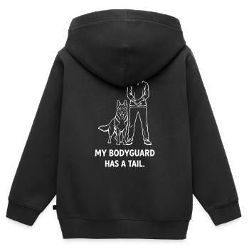 Mein Bodyguard hat einen Schwanz. - Kinder Premium Organic Zip Hoodie - Schwarz - Hinten - AI Model Kid Male (0cm)