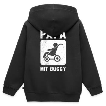 Expectant father DAD WITH BUGGY Funny - Kids Premium Organic Zip-up Hoodie - black - Back - AI Model Kid Male (0cm)