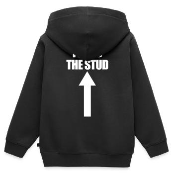 Found The Stud Carpenter Humor Lustiger Herren-Stu - Kinder Premium Organic Zip Hoodie - Schwarz - Hinten - AI Model Kid Male (0cm)