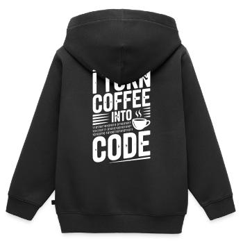 Je transforme le café en code - Sweat Premium à capuche zippé enfant bio - noir - Dos - AI Model Kid Male (0cm)