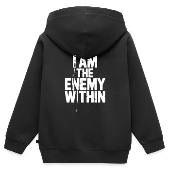 Ich bin der innere Feind - Kinder Premium Organic Zip Hoodie - Schwarz - Hinten - AI Model Kid Male (0cm)