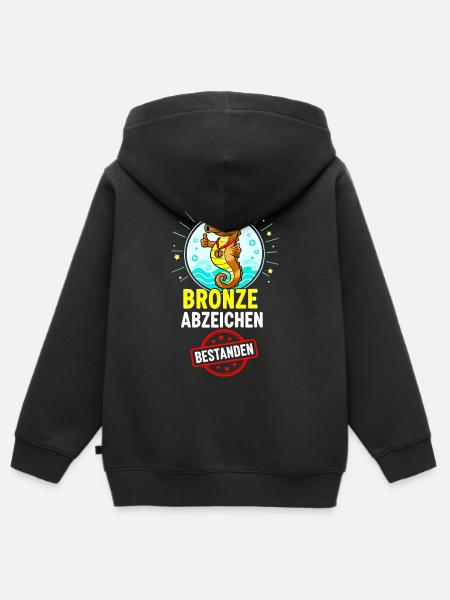 Bronze Seepferdchen Abzeichen  - Kinder Premium Organic Zip Hoodie - Schwarz