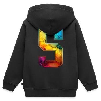 NO. 5 NUMBER 5 COLLEGE 5TH BIRTHDAY - Kids Premium Organic Zip-up Hoodie - black - Back - AI Model Kid Male (0cm)