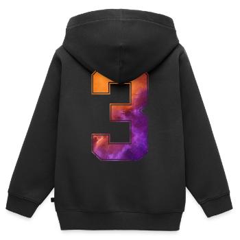 NR. 3 NUMMER 3 COLLEGE 3. GEBURTSTAG - Kinder Premium Organic Zip Hoodie - Schwarz - Hinten - AI Model Kid Male (0cm)