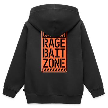 Warning Rage Bait Caution Zone Sign Fun Warning - Kids Premium Organic Zip-up Hoodie - black - Back - AI Model Kid Male (0cm)