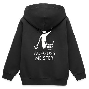 Sauna Aufguss Meister Fächer Piktogramm Minimalist - Kinder Premium Organic Zip Hoodie - Schwarz - Hinten - AI Model Kid Male (0cm)