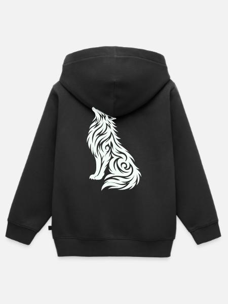 Wolf Tribal - Kinder Premium Organic Zip Hoodie - Schwarz