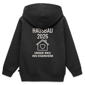 Team Hausbau - Kinder Premium Organic Zip Hoodie - Schwarz - Hinten - AI Model Kid Male (0cm)