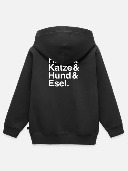 Hahn & Katze & Hund & Esel. - Kinder Premium Organic Zip Hoodie - Schwarz