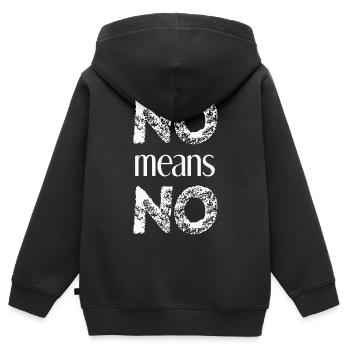Nein heißt Nein Geschenkidee Feminismus Consent  - Kinder Premium Organic Zip Hoodie - Schwarz - Hinten - AI Model Kid Male (0cm)