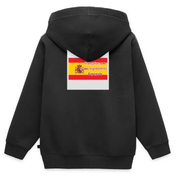 Française avec ingrédients Espagnols - Sweat Premium à capuche zippé enfant bio - noir - Dos - AI Model Kid Male (0cm)