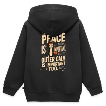 Inner Peace and Outer Calm Cat - Kids Premium Organic Zip-up Hoodie - black - Back - AI Model Kid Male (0cm)