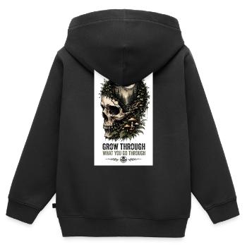 Crâne de forêt Motif forêt nocturne - Sweat Premium à capuche zippé enfant bio - noir - Dos - AI Model Kid Male (0cm)