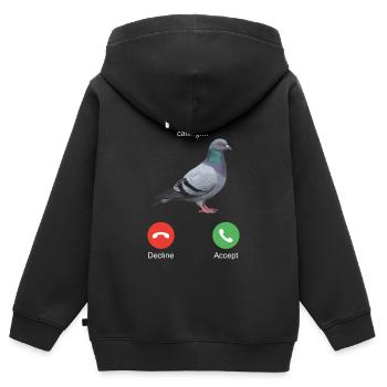 Pijon Calling Écran de pigeon drôle par hasard - Sweat Premium à capuche zippé enfant bio - noir - Dos - AI Model Kid Male (0cm)