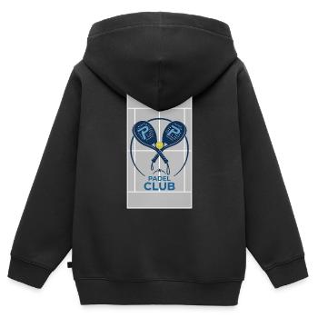 Logo du Club de Padel avec raquettes - Sweat Premium à capuche zippé enfant bio - noir - Dos - AI Model Kid Male (0cm)