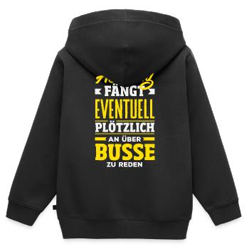 Achtung Über Busse Reden - Kinder Premium Organic Zip Hoodie - Schwarz - Hinten - AI Model Kid Male (0cm)