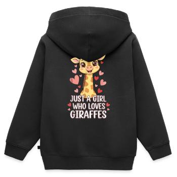Mädchen liebt Giraffen Herzen - Kinder Premium Organic Zip Hoodie - Schwarz - Hinten - AI Model Kid Male (0cm)