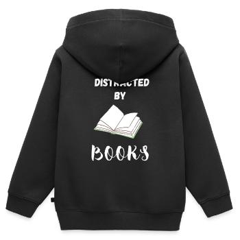 Leicht von Büchern abgelenkt - Kinder Premium Organic Zip Hoodie - Schwarz - Hinten - AI Model Kid Male (0cm)