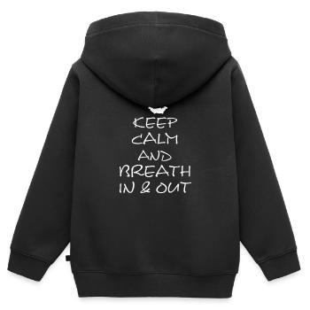 Keep Calm and breath in and out - Kinder Premium Organic Zip Hoodie - Schwarz - Hinten - AI Model Kid Male (0cm)