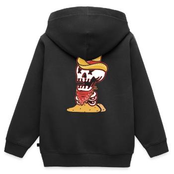 Désert de squelette de crâne mexicain - Sweat Premium à capuche zippé enfant bio - noir - Dos - AI Model Kid Male (0cm)