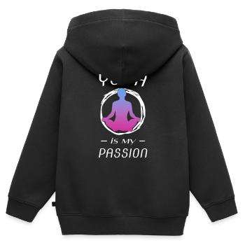 Yoga Yoga Yoga - Kinder Premium Organic Zip Hoodie - Schwarz - Hinten - AI Model Kid Male (0cm)