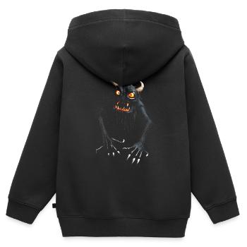 Monstre Démon Halloween Créature Creepy Costume - Sweat Premium à capuche zippé enfant bio - noir - Dos - AI Model Kid Male (0cm)