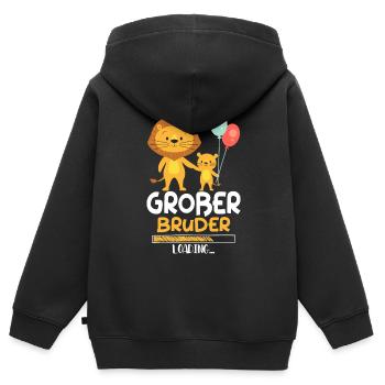 Großer Bruder Loading Löwe - Kinder Premium Organic Zip Hoodie - Schwarz - Hinten - AI Model Kid Male (0cm)