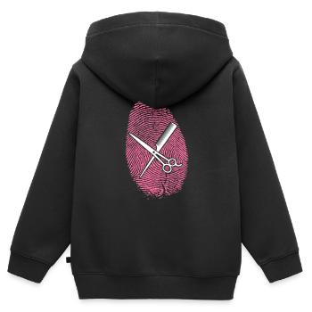 Friseurin DNA - Kinder Premium Organic Zip Hoodie - Schwarz - Hinten - AI Model Kid Male (0cm)