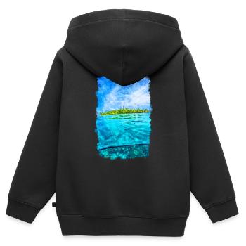 Plage de l’île d’eau des Fidji - Sweat Premium à capuche zippé enfant bio - noir - Dos - AI Model Kid Male (0cm)