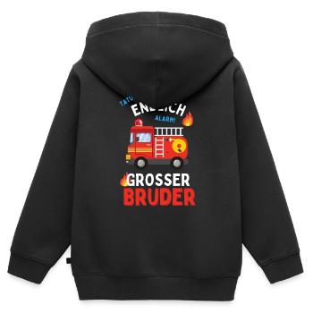Ich werde Großer Bruder 2024 Loading Feuerwehr - Kinder Premium Organic Zip Hoodie - Schwarz - Hinten - AI Model Kid Male (0cm)