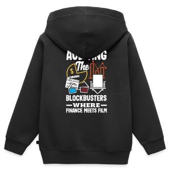 Auditer des blockbusters où la finance rencontre le cinéma - Sweat Premium à capuche zippé enfant bio - noir - Dos - AI Model Kid Male (0cm)