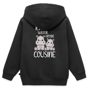 Soon Cousin Baby Hippopotamus I'm Going To Big Cousin - Kids Premium Organic Zip-up Hoodie - black - Back - AI Model Kid Male (0cm)
