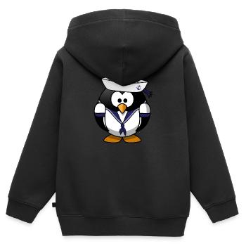 Matrosen Pinguin - Kinder Premium Organic Zip Hoodie - Schwarz - Hinten - AI Model Kid Male (0cm)