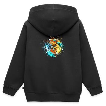 Splash Art Singe Bornéo Orang-outan - Sweat Premium à capuche zippé enfant bio - noir - Dos - AI Model Kid Male (0cm)
