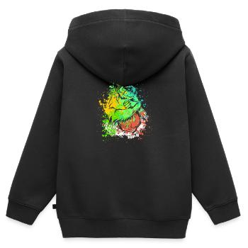 Splash Art Singe Bornéo Orang-outan - Sweat Premium à capuche zippé enfant bio - noir - Dos - AI Model Kid Male (0cm)