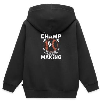 Pregnancy Baseball Our champ is in the making - Kinder Premium Organic Zip Hoodie - Schwarz - Hinten - AI Model Kid Male (0cm)