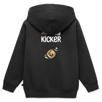 Pregnancy Football mommy's little kicker - Kinder Premium Organic Zip Hoodie - Schwarz - Hinten - AI Model Kid Male (0cm)