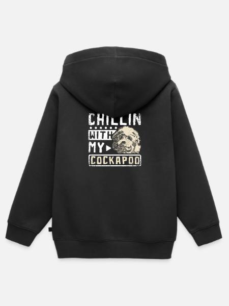 chillin with my cockapoo - Kinder Premium Organic Zip Hoodie - Schwarz