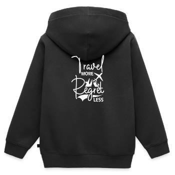 Voyagez moins regretté - Sweat Premium à capuche zippé enfant bio - noir - Dos - AI Model Kid Male (0cm)