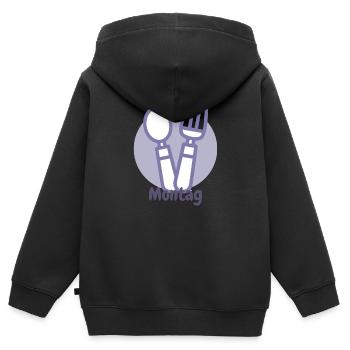 montag - Kinder Premium Organic Zip Hoodie - Schwarz - Hinten - AI Model Kid Male (0cm)